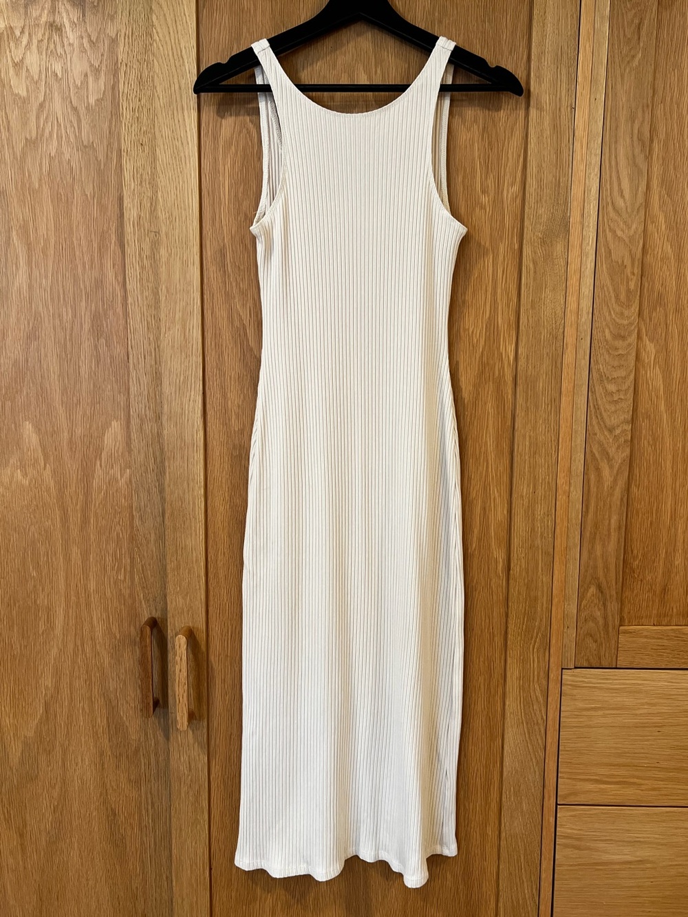 Reformation Bel Ribbed Stretch Midi Dress Cream Size Medium Minimalist Beach
